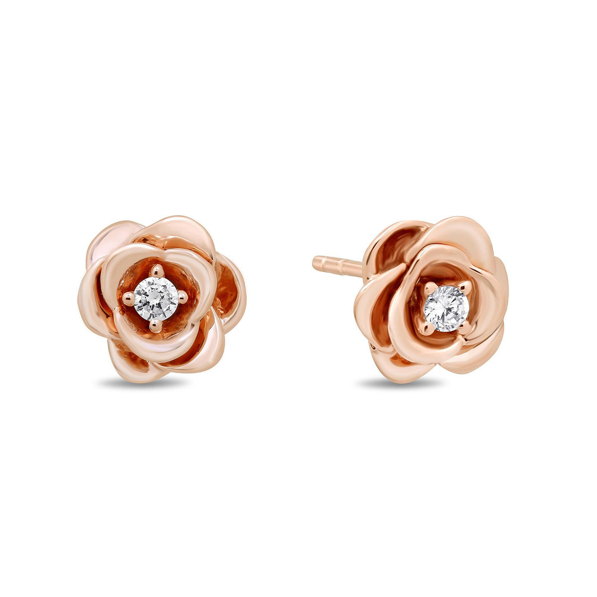 Diamond and rose hot sale gold earrings