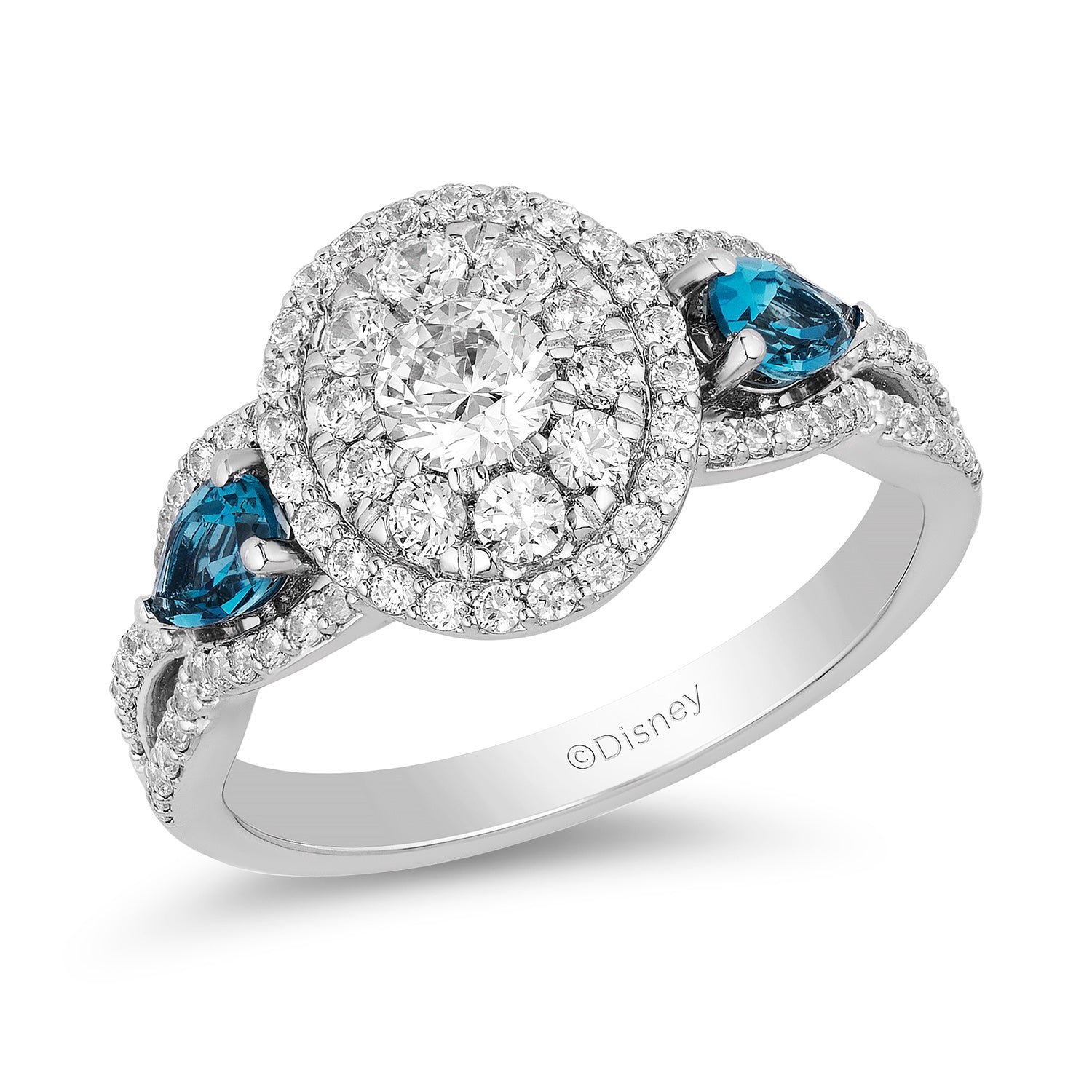 1.25 Ct Oval Moissanite Enchanted Disney Blue Cinderella Carriage Ring/ Engagement Ring/ Silver 10K Solid Gold fashion Wedding Ring/Anniversary Ring