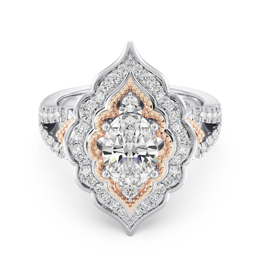 Enchanted Disney Jasmine Ring / 1.20 Ct Oval Cut Diamond Engagement Ring / Arabesque Frame Ring / 14KT Solid White Gold Wedding Ring For buy Her