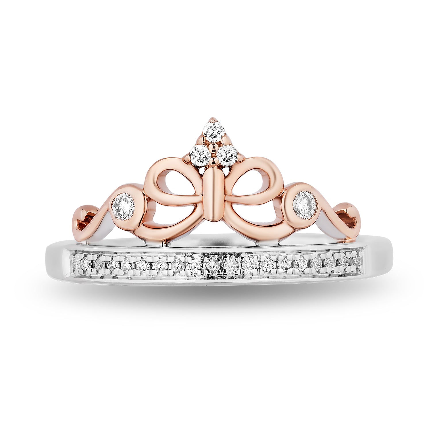 Disney Ariel Inspired Diamond Tiara Ring 14K Rose Gold over Sterling Silver  1/10 CTTW