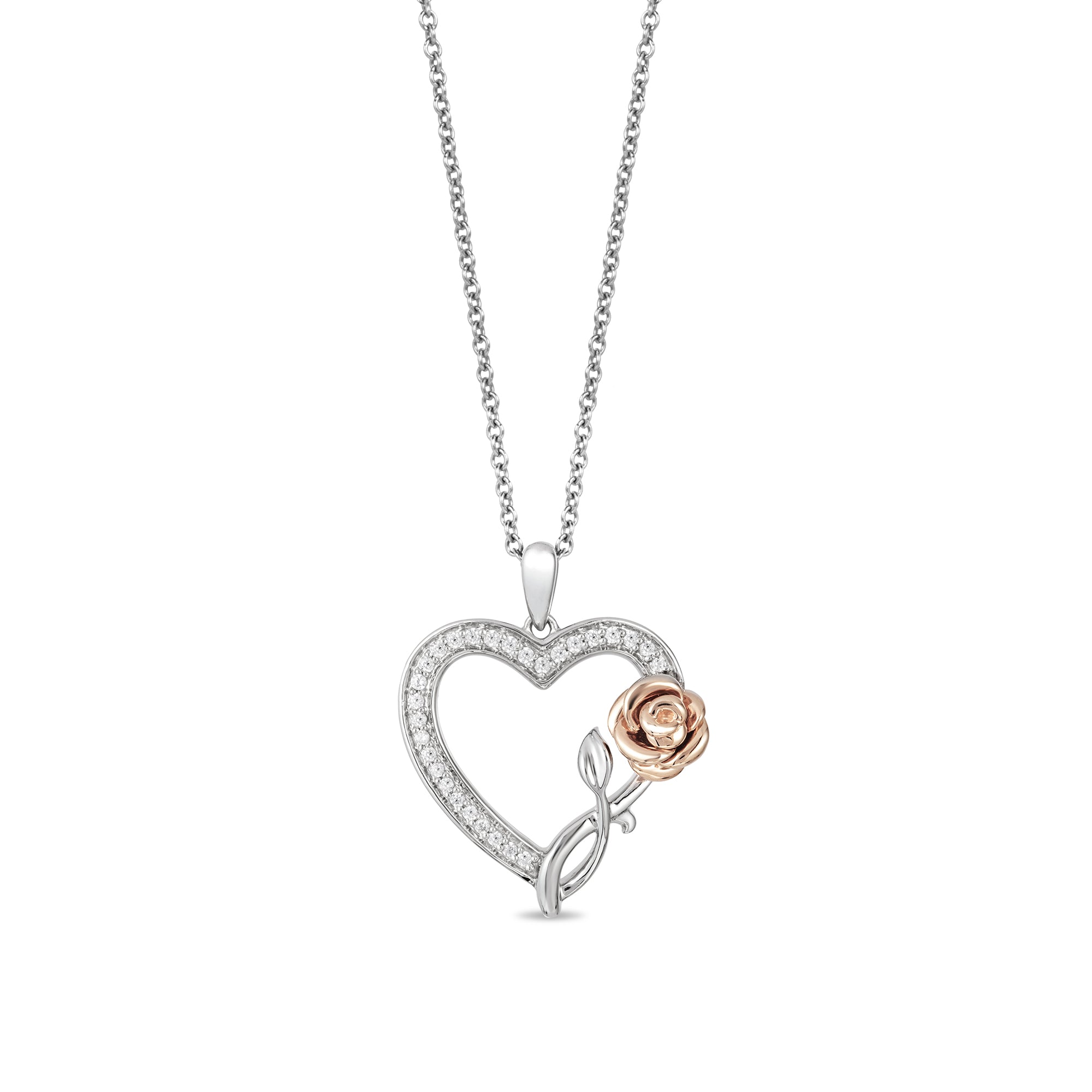 1/4 Ct. Tw. Diamond Heart Pendant Necklace | 10K White & Rose Gold | Size 18 | Helzberg Diamonds