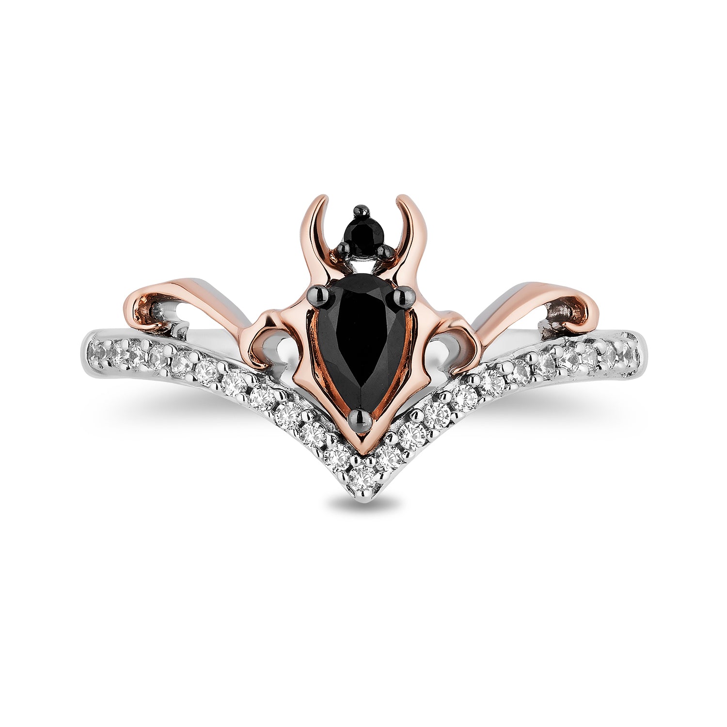 Disney Maleficent Inspired Diamond Ring 10K Rose Gold 1/6 CTTW