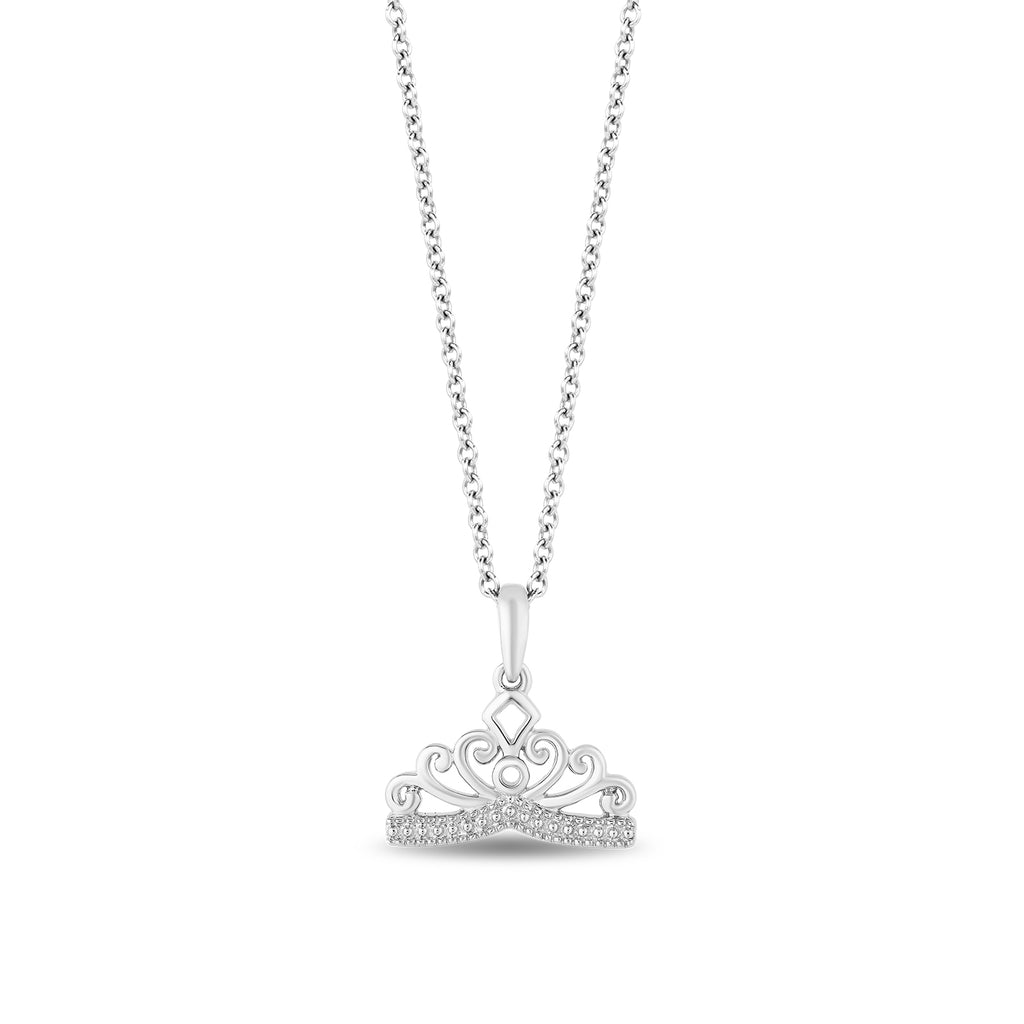 Disney Majestic Princess Inspired Diamond Tiara Pendant Necklace