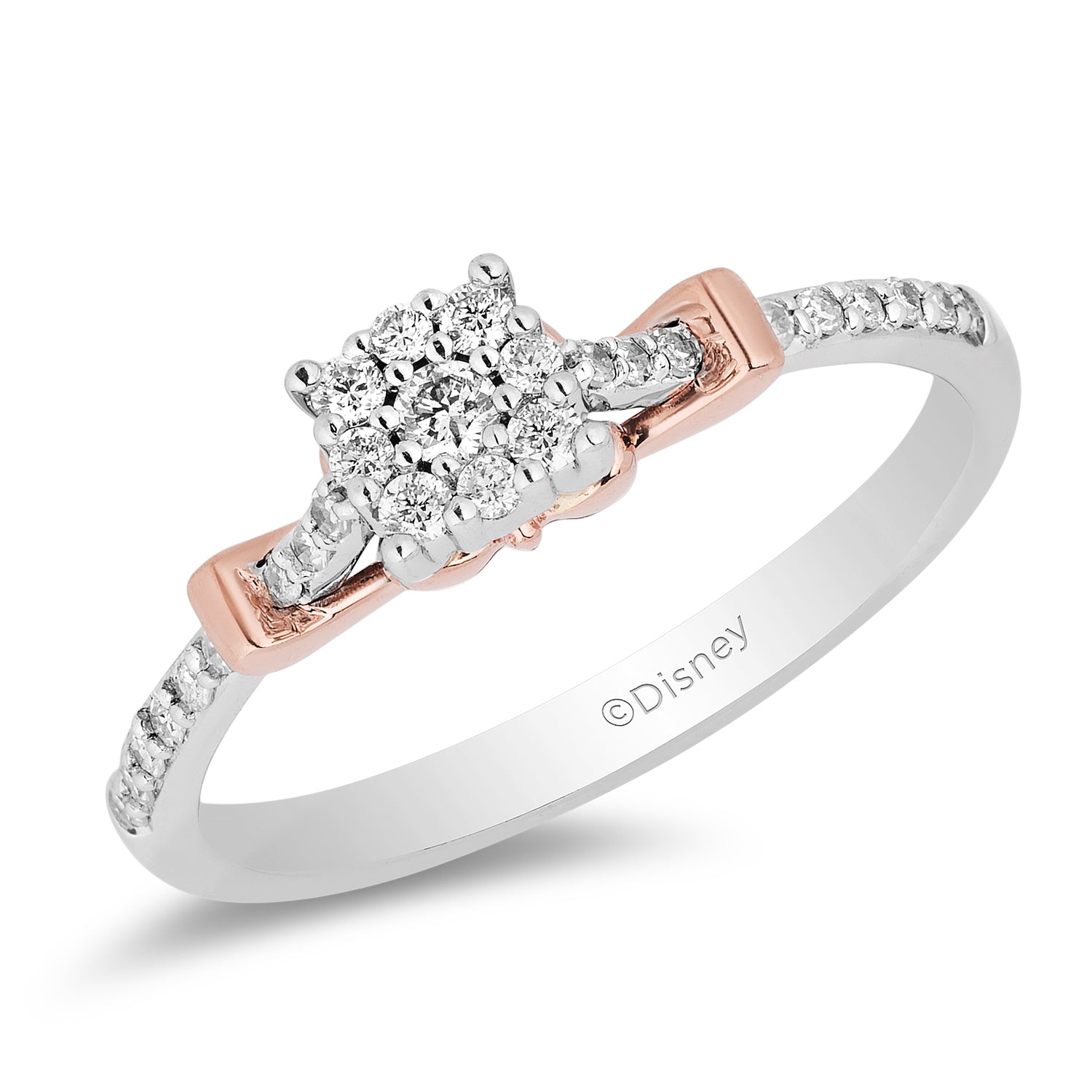 Disney Snow White Inspired Diamond Promise Ring 10K Rose Gold 1/5