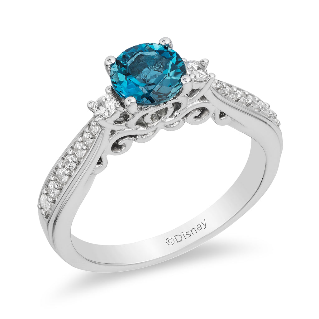 Disney Cinderella Inspired Diamond Earrings with London Blue Topaz | Enchanted Disney Fine Jewelry