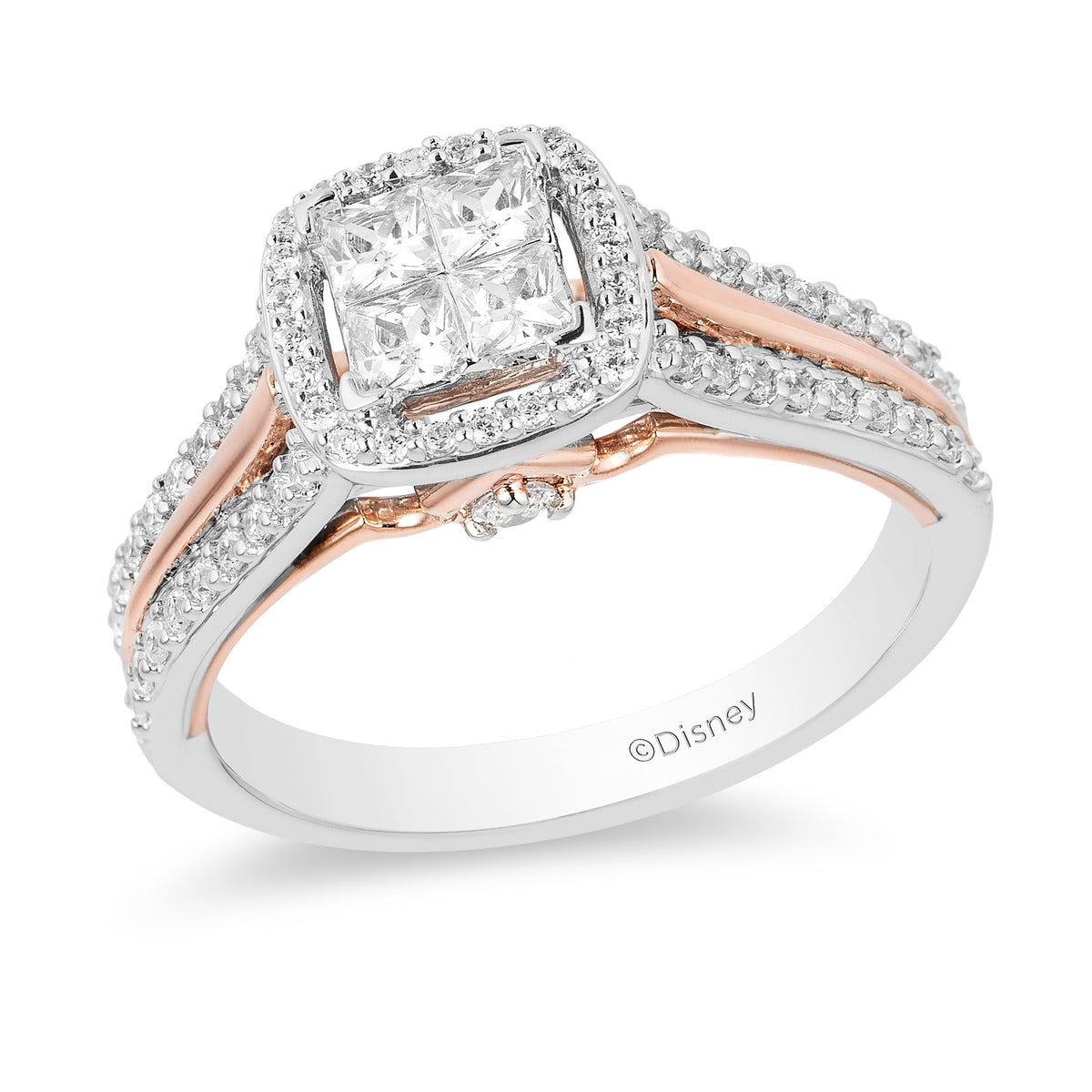 Disney Aurora Inspired Diamond Engagement Ring 14K White & Rose Gold 3/ ...