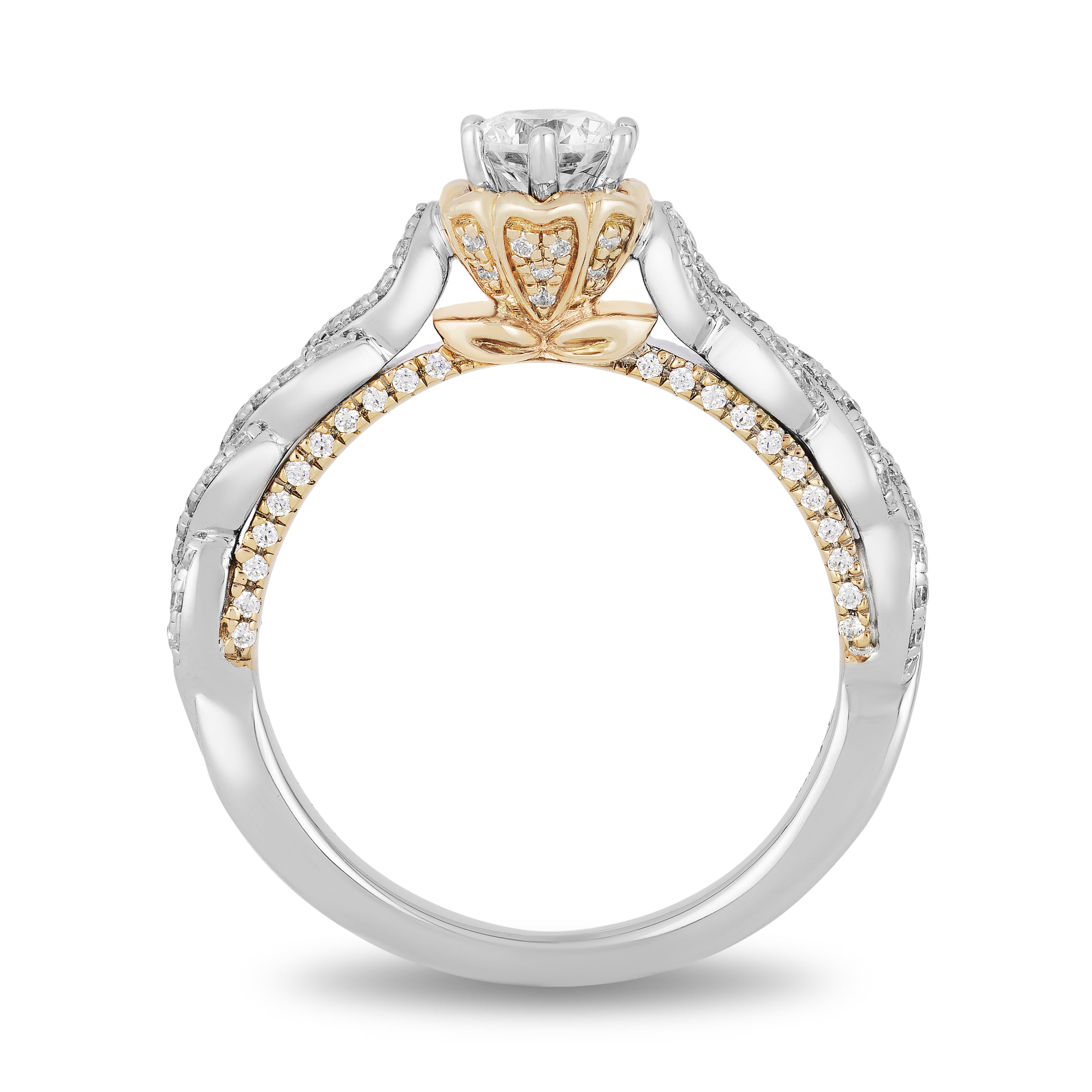 Disney Belle Inspired Diamond Engagement Ring 14K White & Yellow Gold 9/10  CTTW