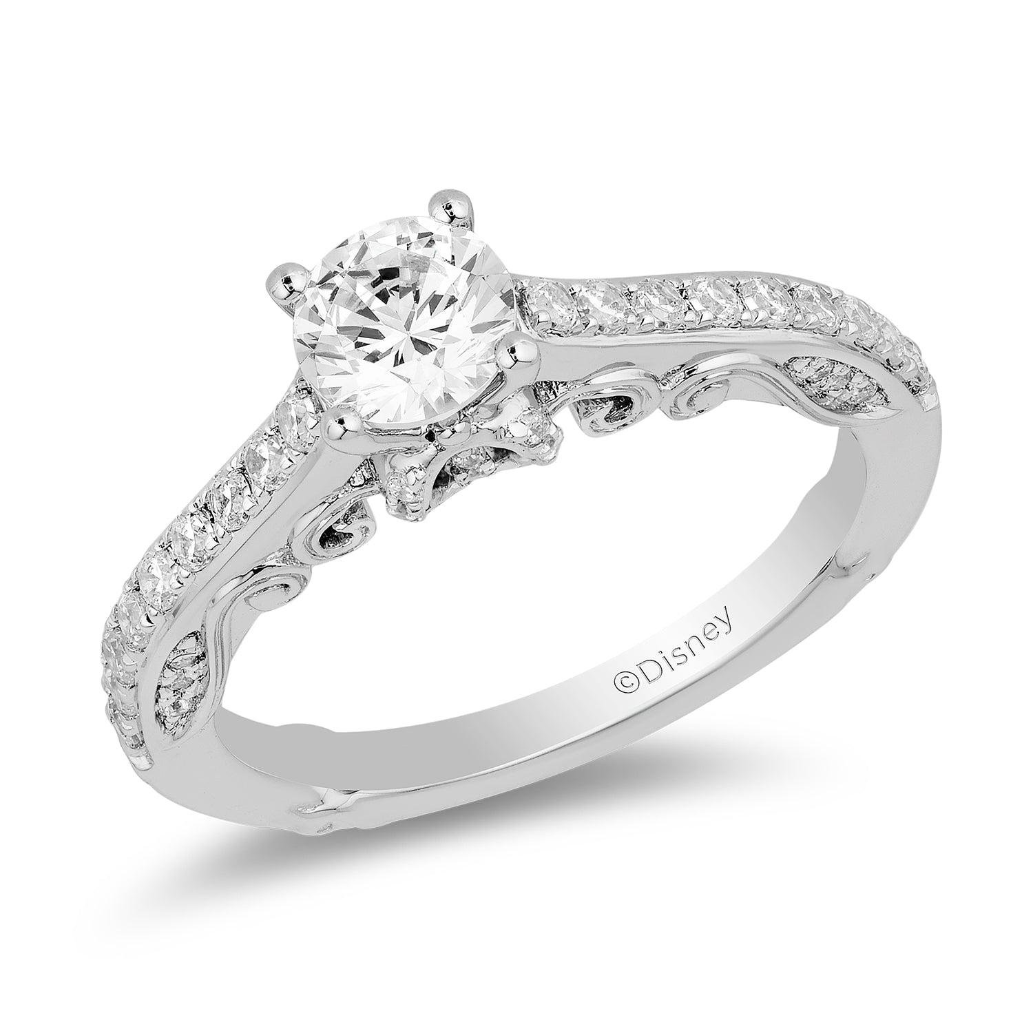 Disney Cinderella Inspired Diamond Engagement Ring 14K White Gold 1.0 ...