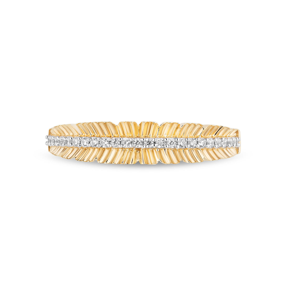  Jewelili Enchanted Disney Fine Jewelry 10K Yellow Gold 1/10  Cttw Diamond Pocahontas Feather Ring, Size 5 : ביגוד, נעליים ותכשיטים