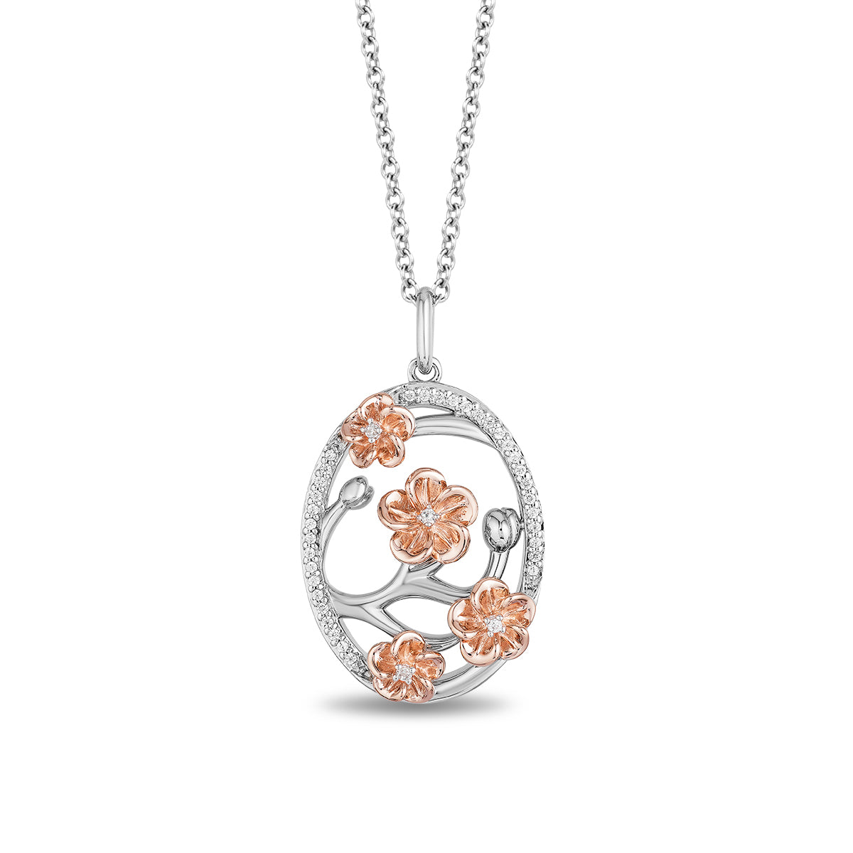 Star Flower Blossom Diamond Pendant Necklace Silver Medium Star