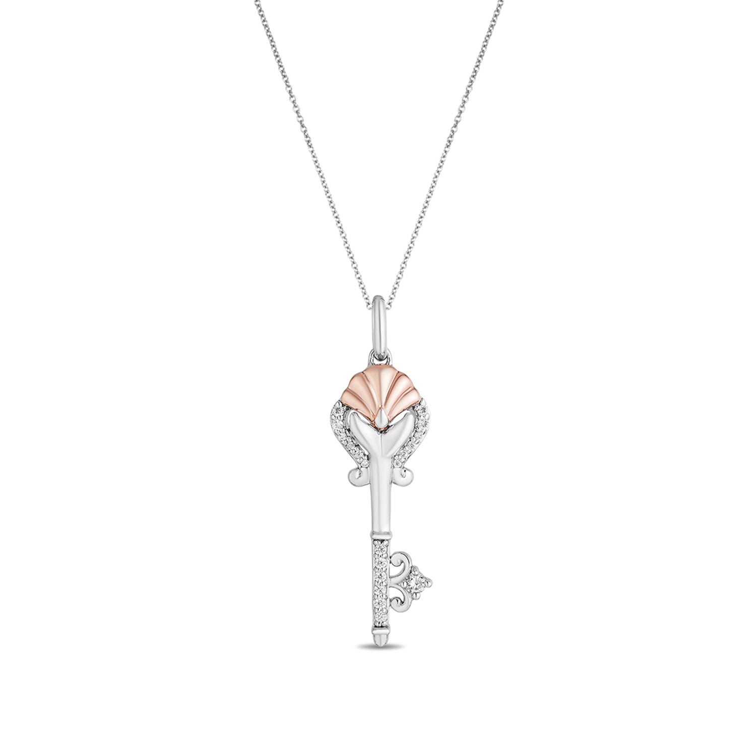 Disney Aurora Inspired Diamond Pendant Necklace Rose Gold Over Sterling Silver 1/5 Cttw | Enchanted Disney Fine Jewelry
