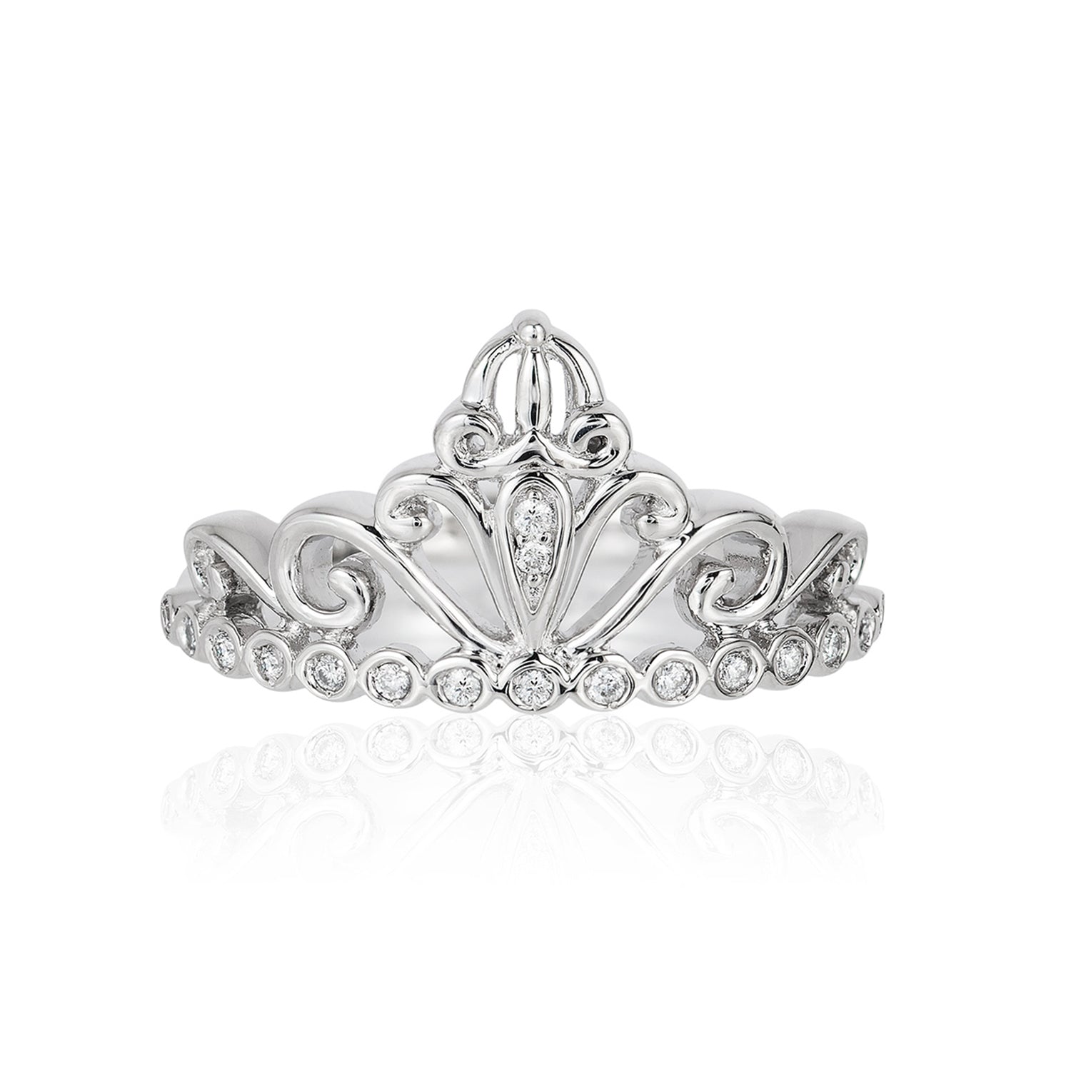 Princess Fairy Tale Round Center Stone Carriage Ring .950 Palladium