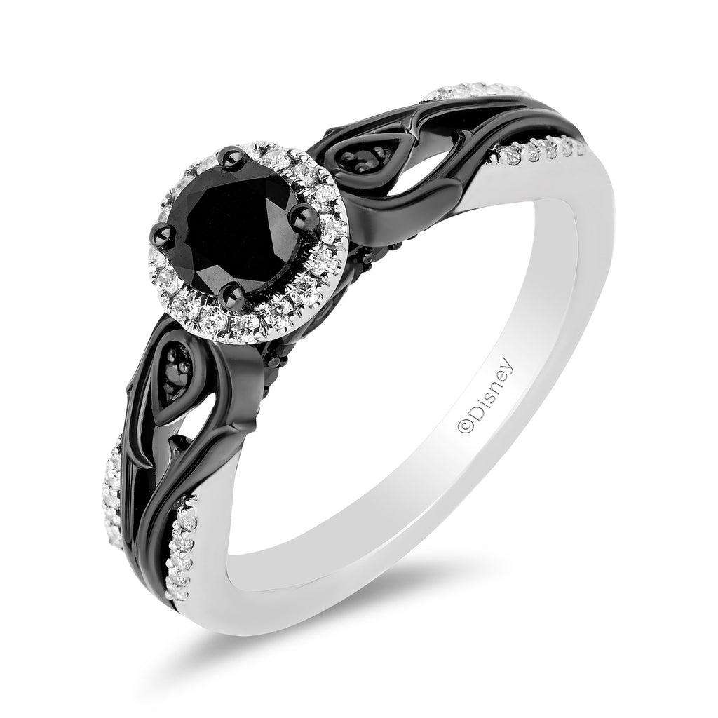 Store 0.50 Ct Antique 925 Silver Enchanted Disney Villains Snack Maleficent Black Diamond Ring, Men's/Women's Snake Ring Engagement Ring, Gift