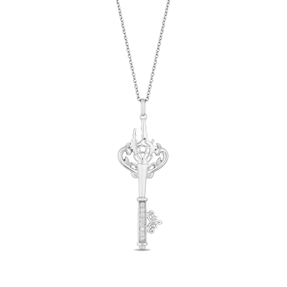 Brilliance Fine Jewelry Sterling Silver Heart and Key Pendant Set
