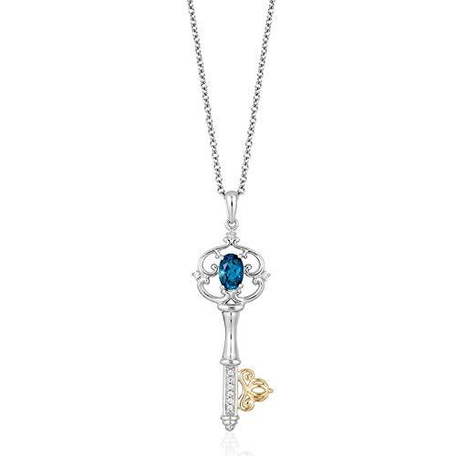 Disney Anna Inspired Diamond & Garnet Key Pendant 14K Yellow Gold 1/10 CTTW  | Enchanted Disney Fine Jewelry