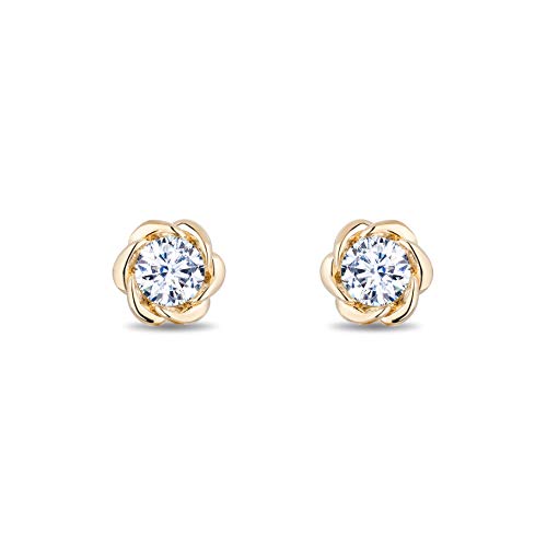 Vaibhav Jewellers 18K Yellow Gold and Diamond Stud Earrings for women :  Amazon.in: Fashion