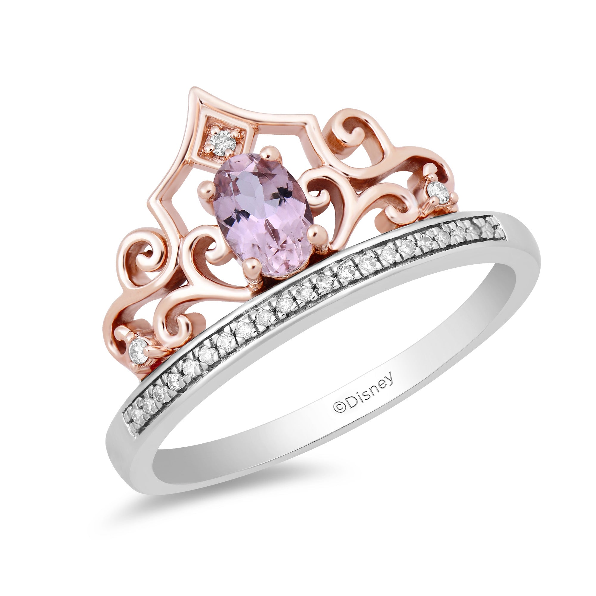 Disney Aurora Inspired Ring in 10K Sterling Silver & Rose Gold 1/6 Cttw | Enchanted Disney Fine Jewelry 5