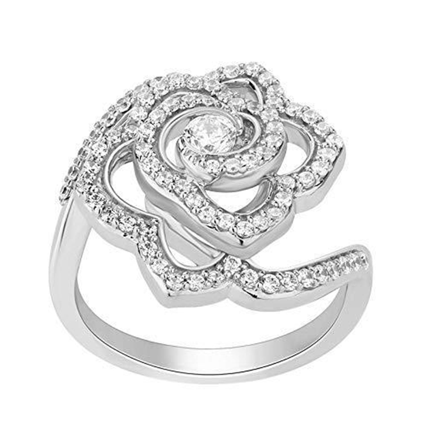 Disney Belle Inspired Rose Diamond Ring 14K White Gold 5/8 CTTW ...