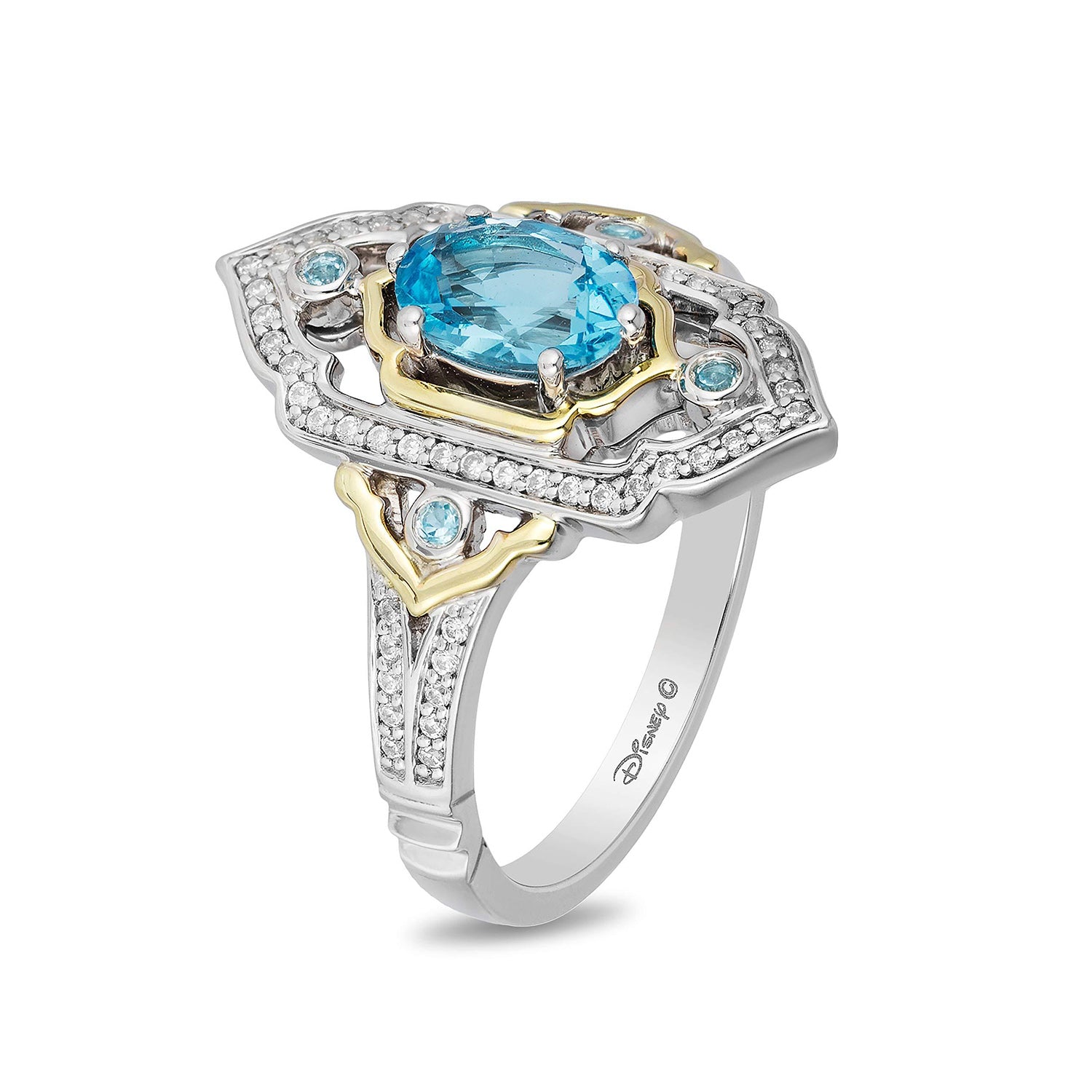 Disney Ring - Birthstone Star and Mickey Mouse - Gold - December - (Blue - Topaz - Turquoise - Zircon)