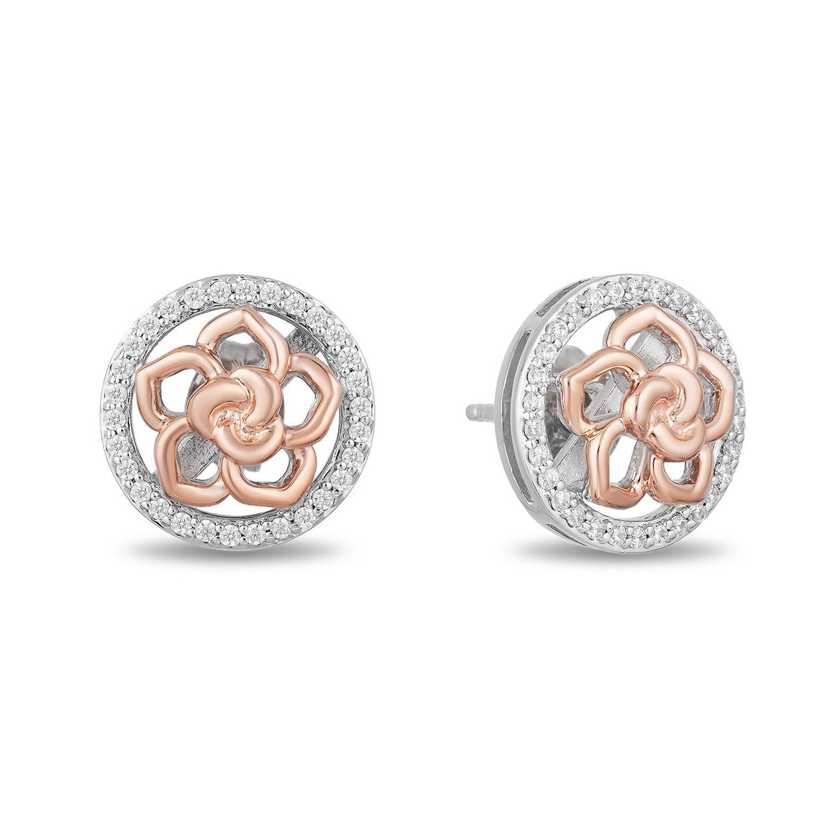 Disney Belle Inspired Rose Diamond Earring 14K Rose Gold | Enchanted Disney Fine Jewelry