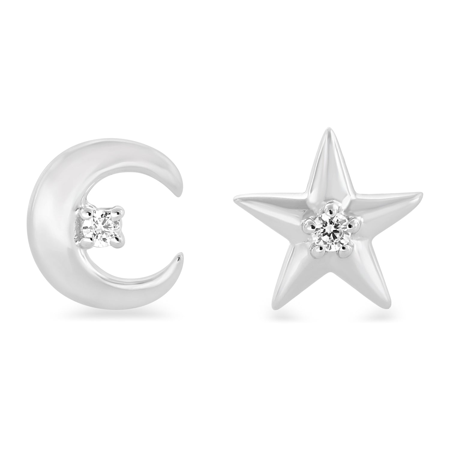 FINE JEWELRY Diamond Blossom 1/4 CT. T.W. Genuine White Diamond 10K White  Gold 5.5mm Star Stud Earrings