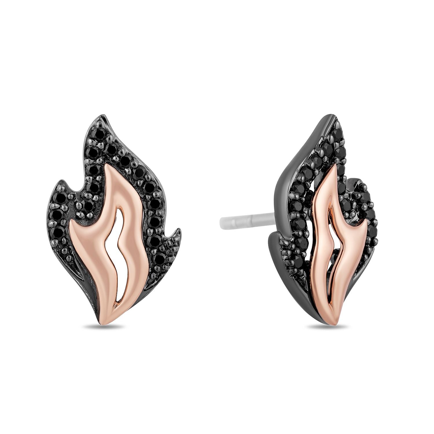 Enchanted Disney Villains Maleficent Black Diamond Pendant and Stud  Earrings Set in Sterling Silver and 10K Rose Gold