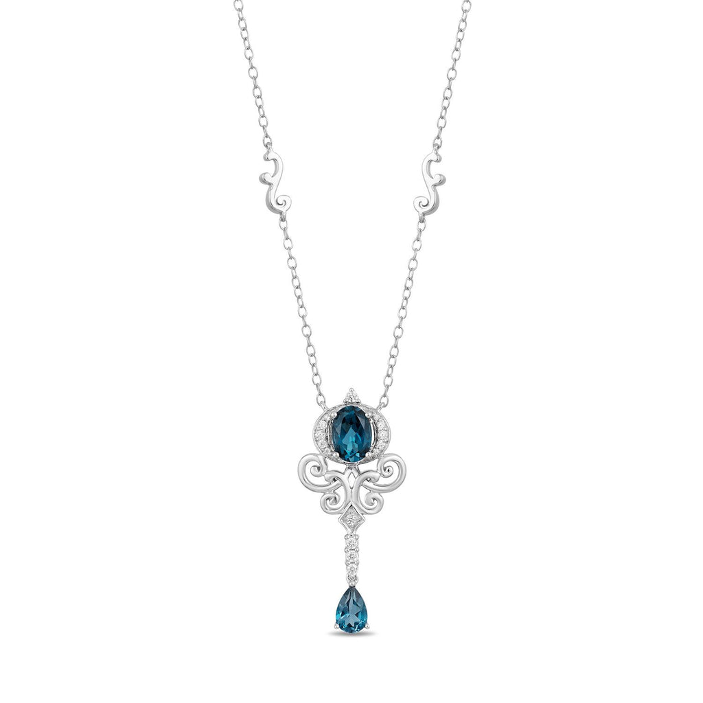 Jewelili Disney Jewels D100 Celebration Cinderella Iconic Coin Necklace in  Sterling Silver with Accent Diamonds and Swiss Blue Topaz