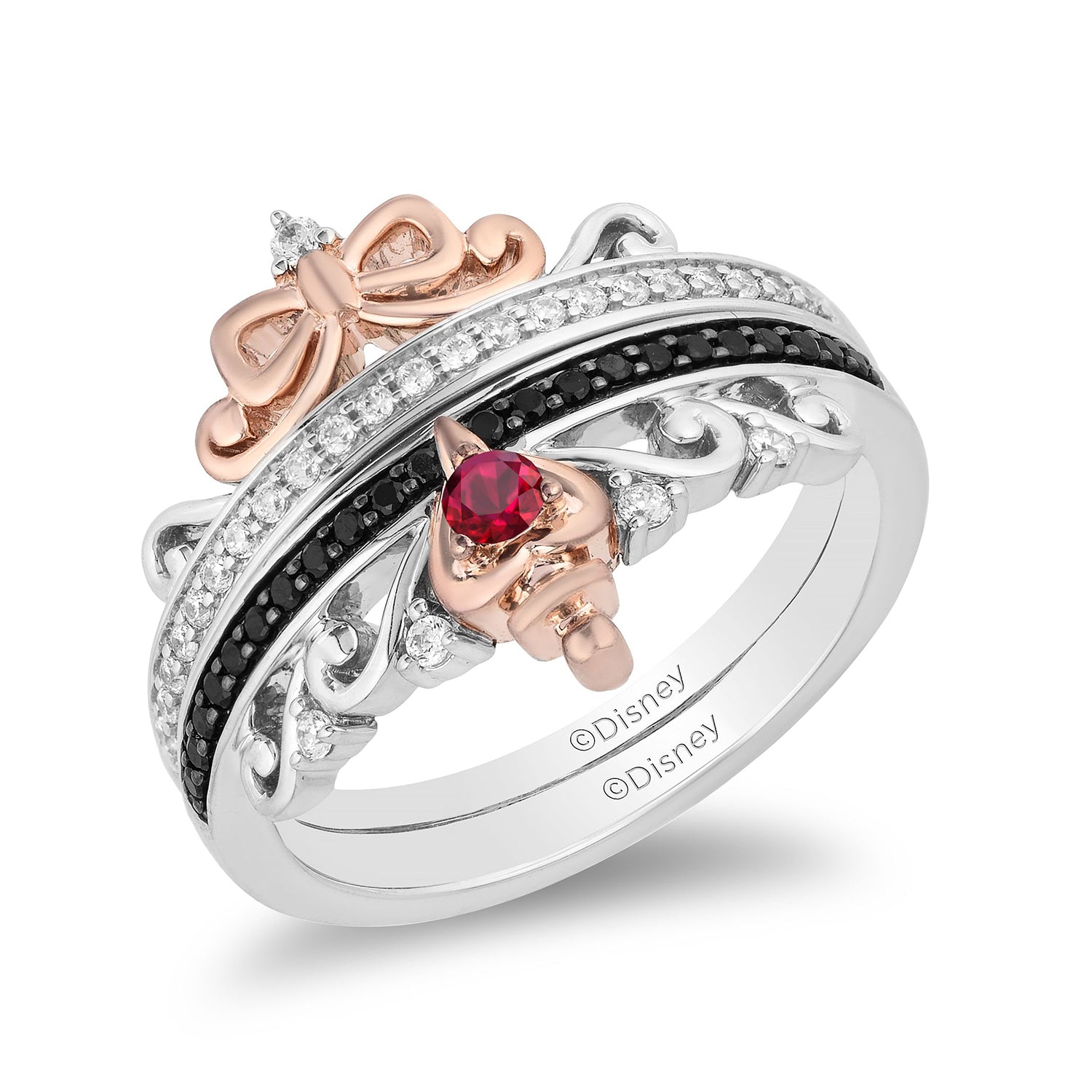 Disney Evil Queen Inspired Diamond Duo Ring in 10K Sterling Silver ...
