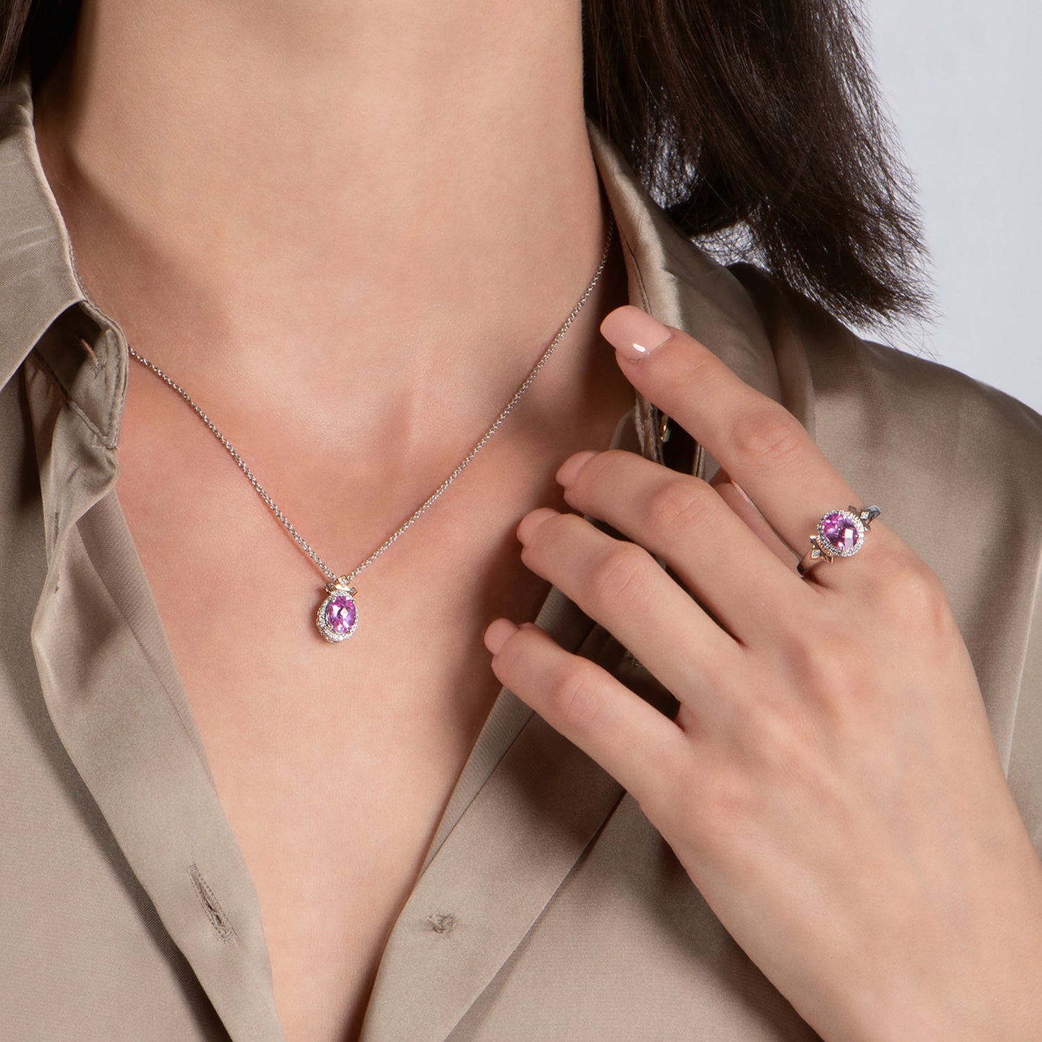 Disney Aurora Inspired Diamond & Sapphire Crown Ring 14K Rose Gold 1/10 Cttw | Enchanted Disney Fine Jewelry 7