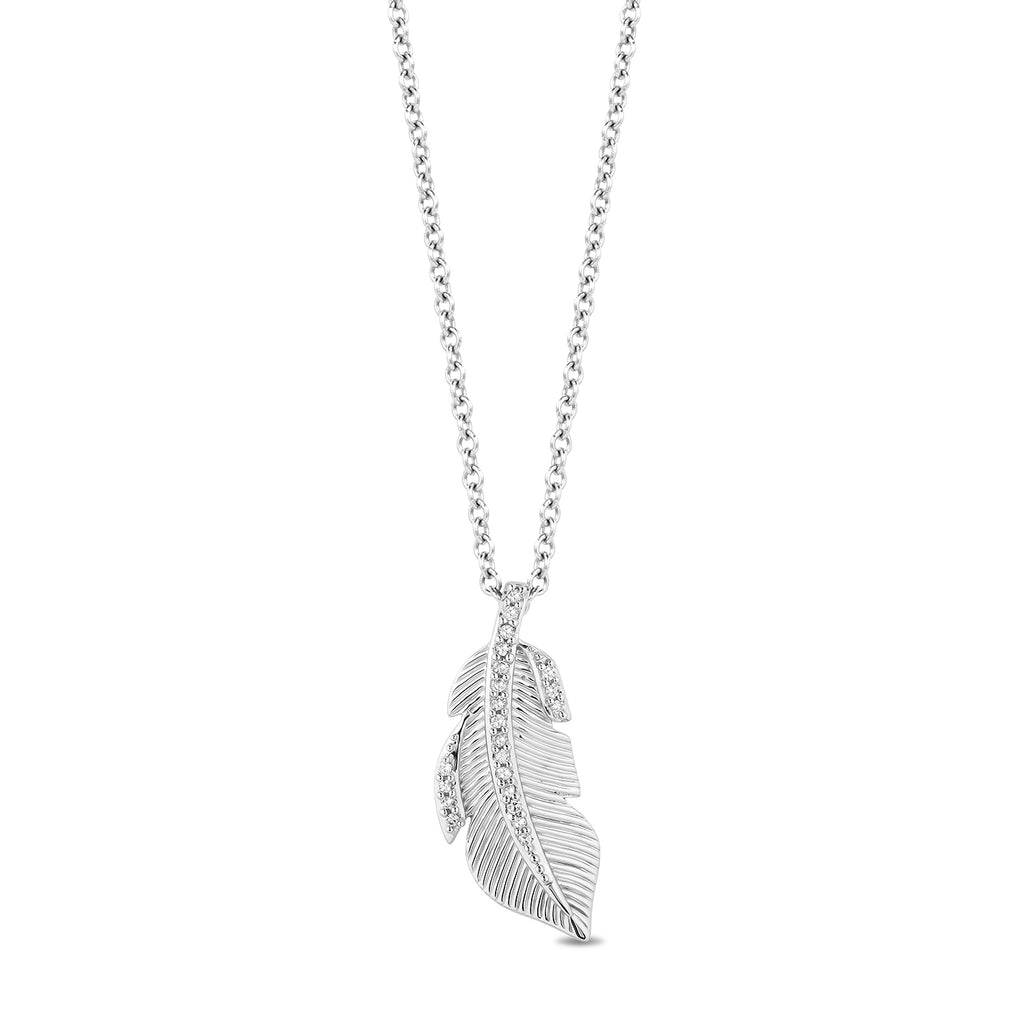 Genuine Diamond outlet Sterling Silver Feather Pendant