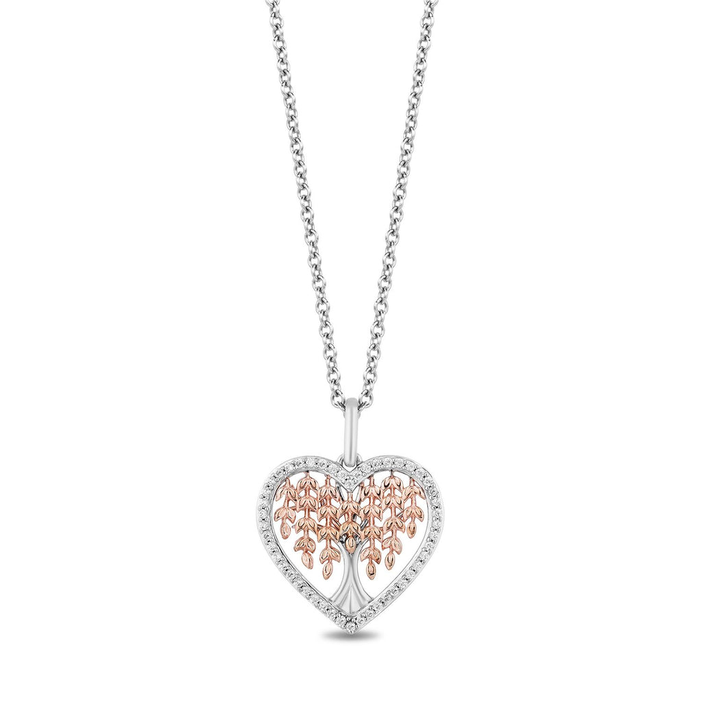 Disney Pocahontas Inspired Diamond Heart Tree of Life Necklace Pendant in  10K Sterling Silver u0026 Rose Gold 1/6 CTTW | Enchanted Disney Fine Jewelry