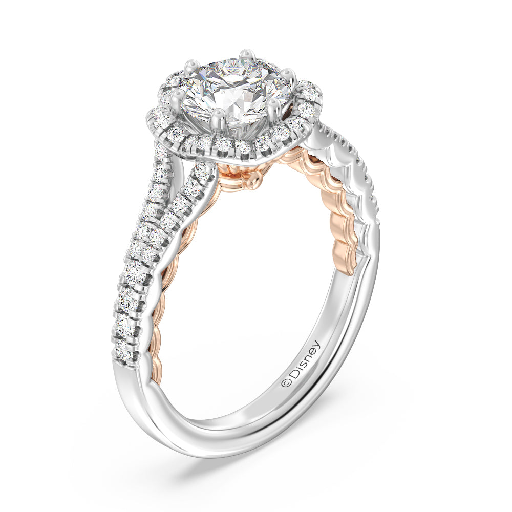 Star Diamond Halo Engagement Ring