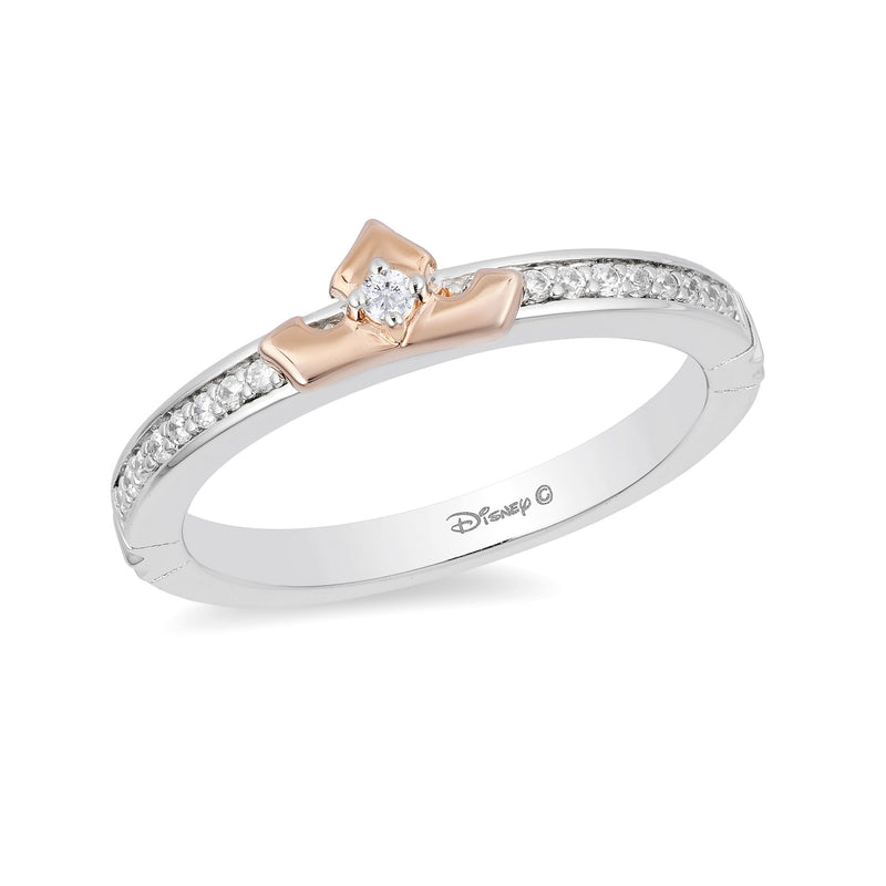 Disney Aurora Inspired Tiara Diamond Ring 10K Rose Gold 1/10 CTTW