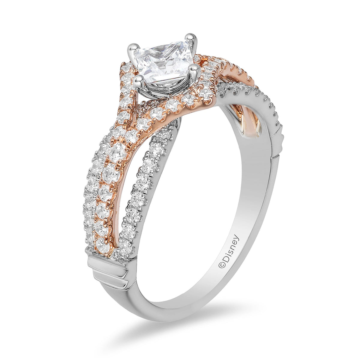 Disney Aurora Inspired Diamond Engagement Ring in 14K White & Rose Gold ...