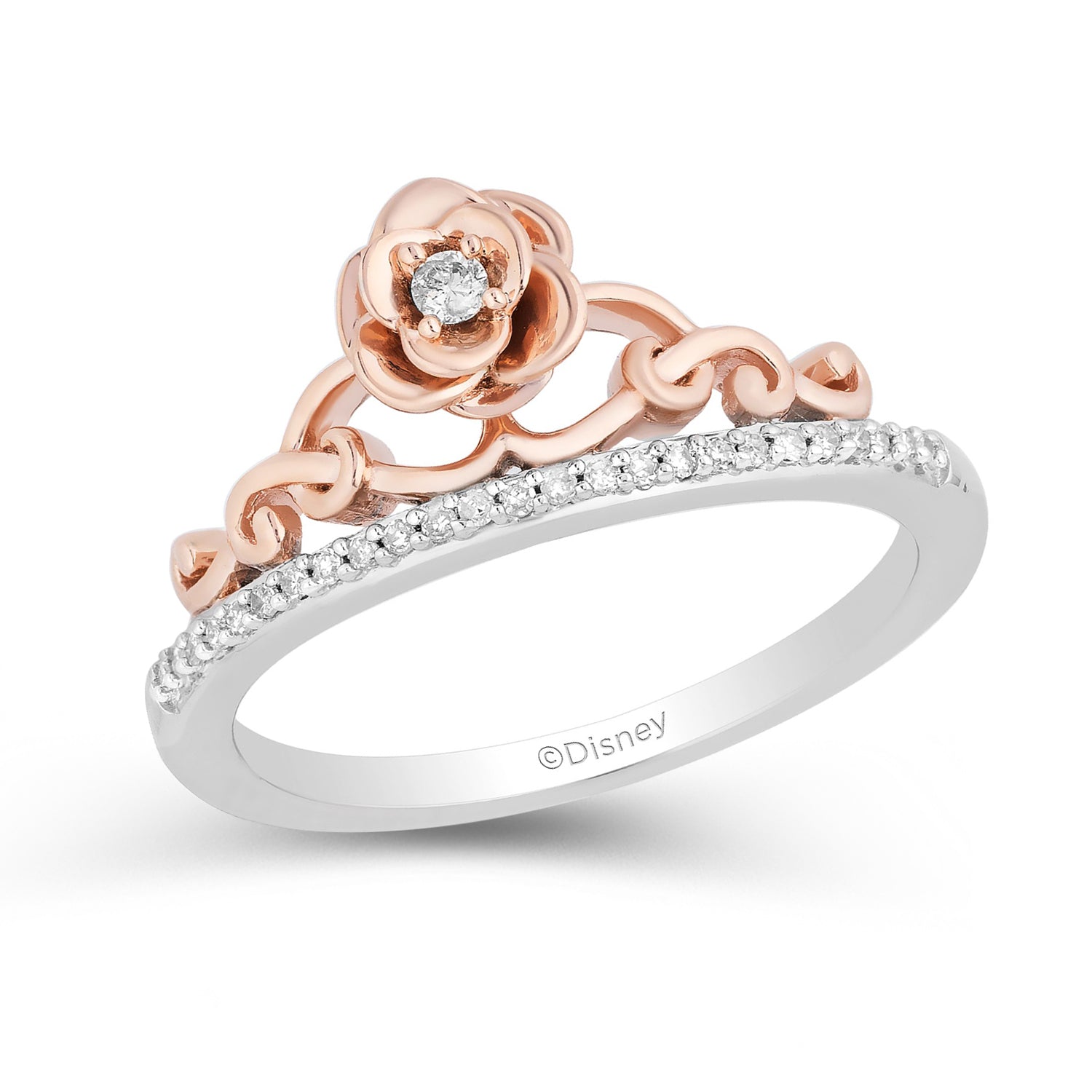 Disney Rapunzel Inspired Diamond Ring in 14K Rose Gold over Sterling Silver  1/10 CTTW