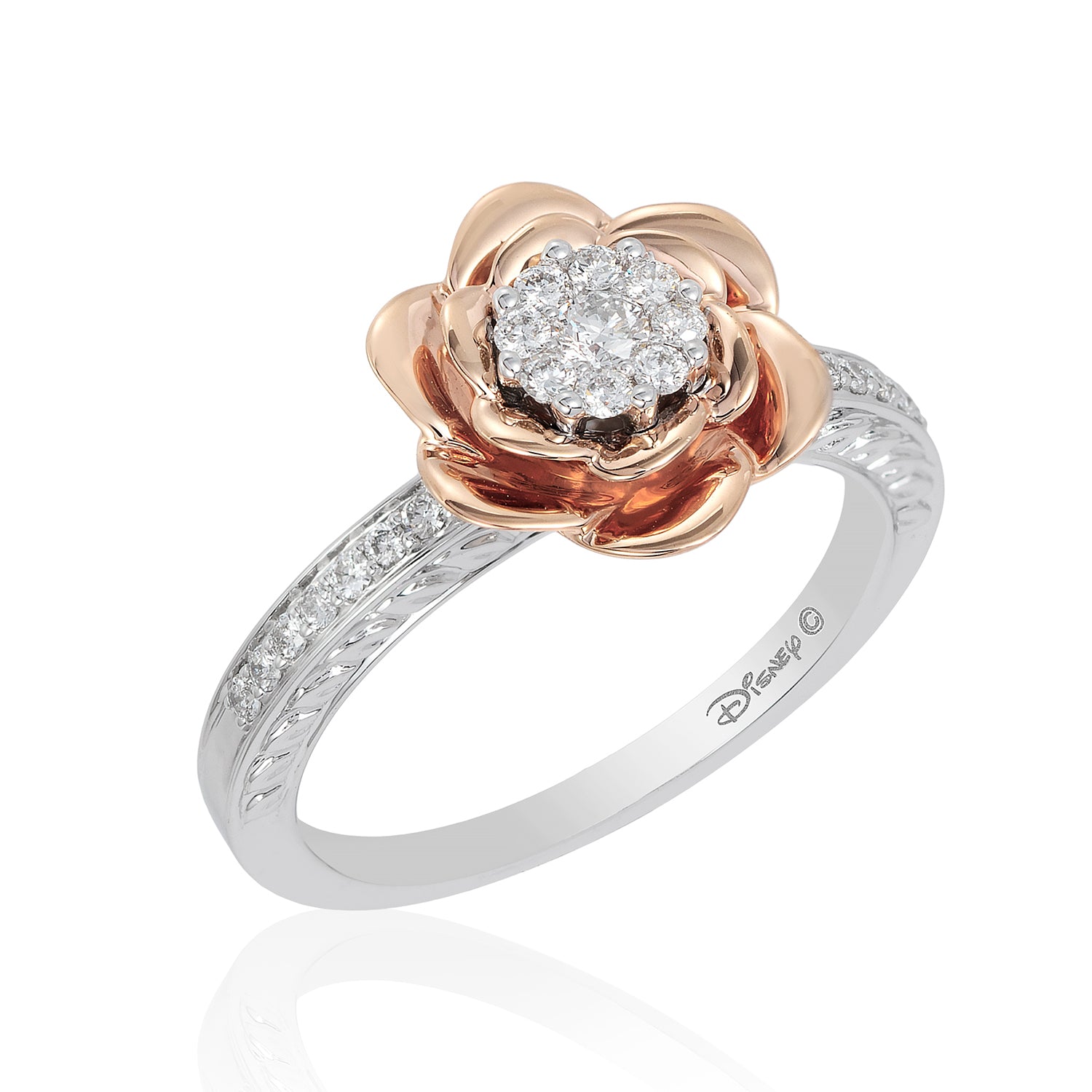 Disney Belle Inspired Diamond Rose Composite Ring in 14K Rose Gold ...