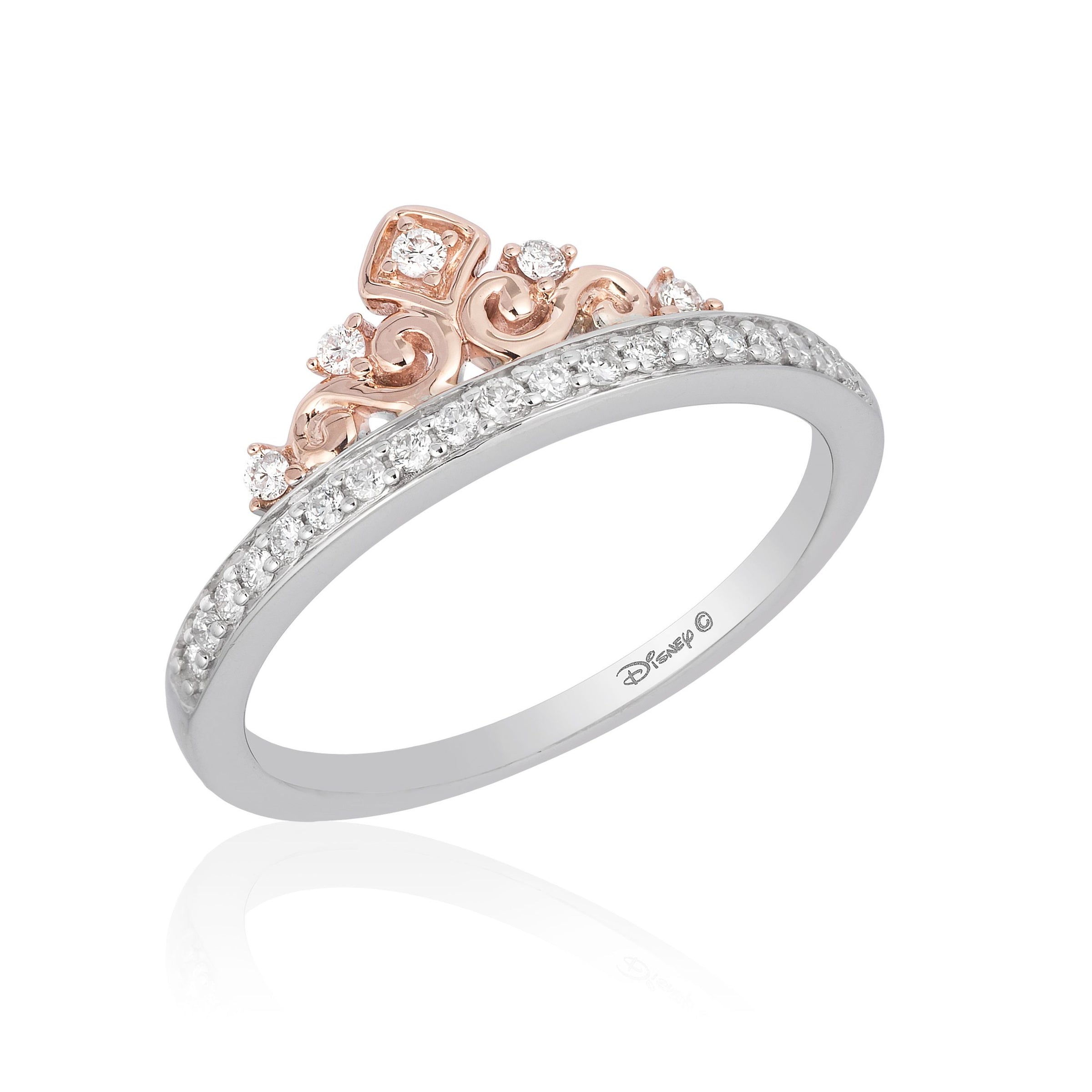 Disney Majestic Princess Inspired Diamond Tiara Ring 10K Rose Gold