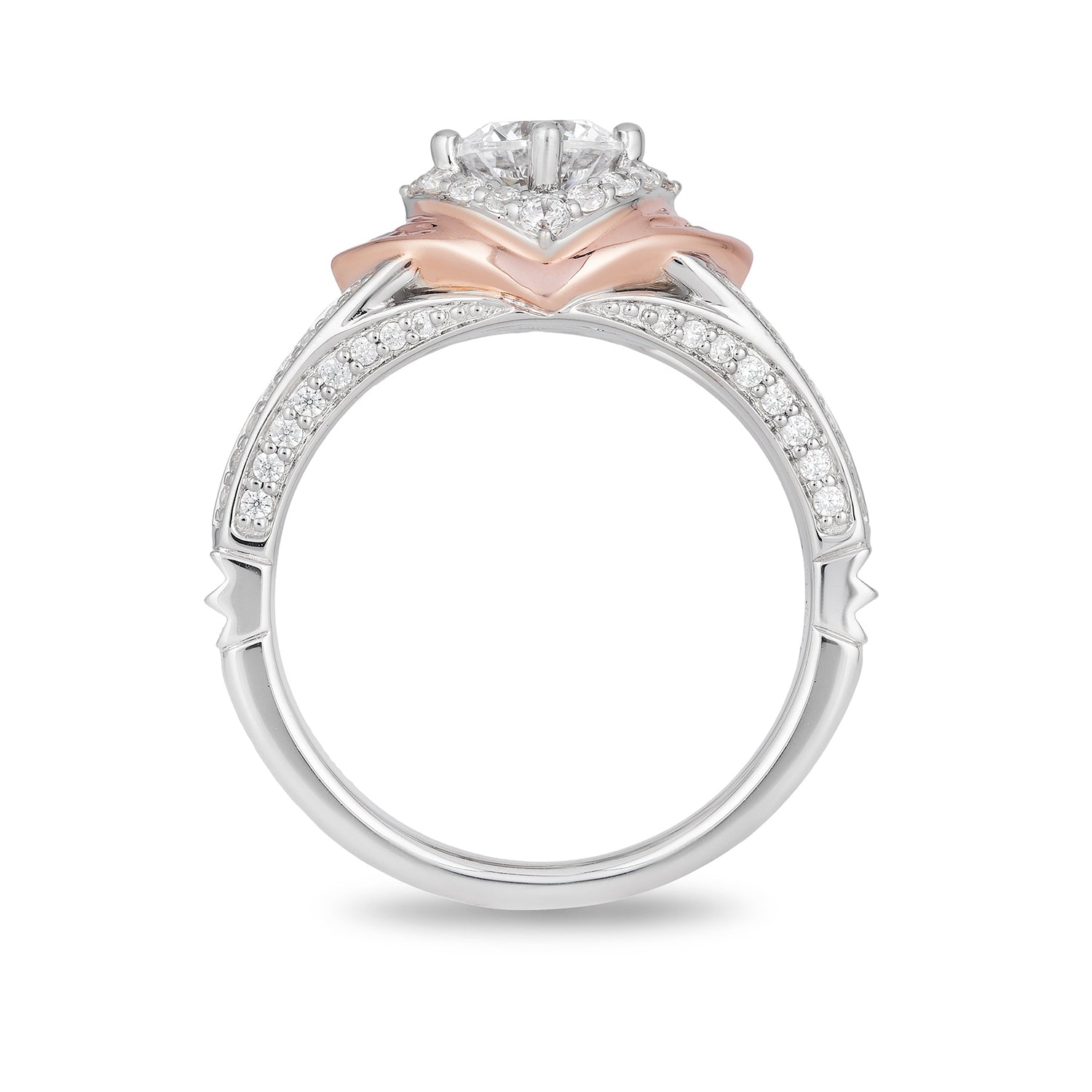 Disney Aurora Inspired Diamond Engagement Ring in 14K White & Rose Gold ...