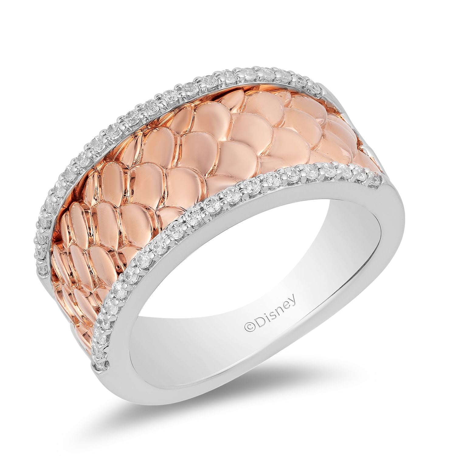 Disney Ariel Inspired Diamond Tiara Ring in 10K Sterling Silver & Rose Gold  1/10 CTTW