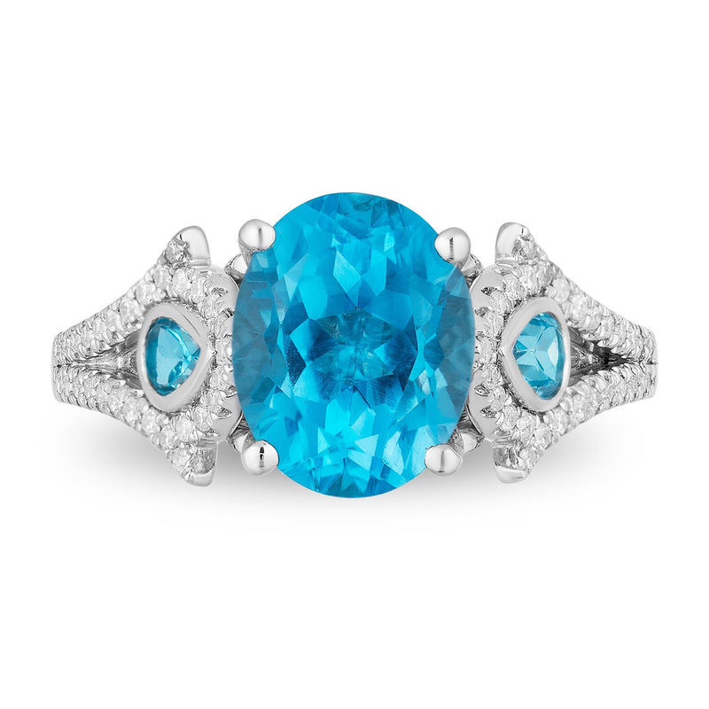 Disney Jasmine Inspired Diamond & Swiss Blue Topaz Ring in 14K White ...