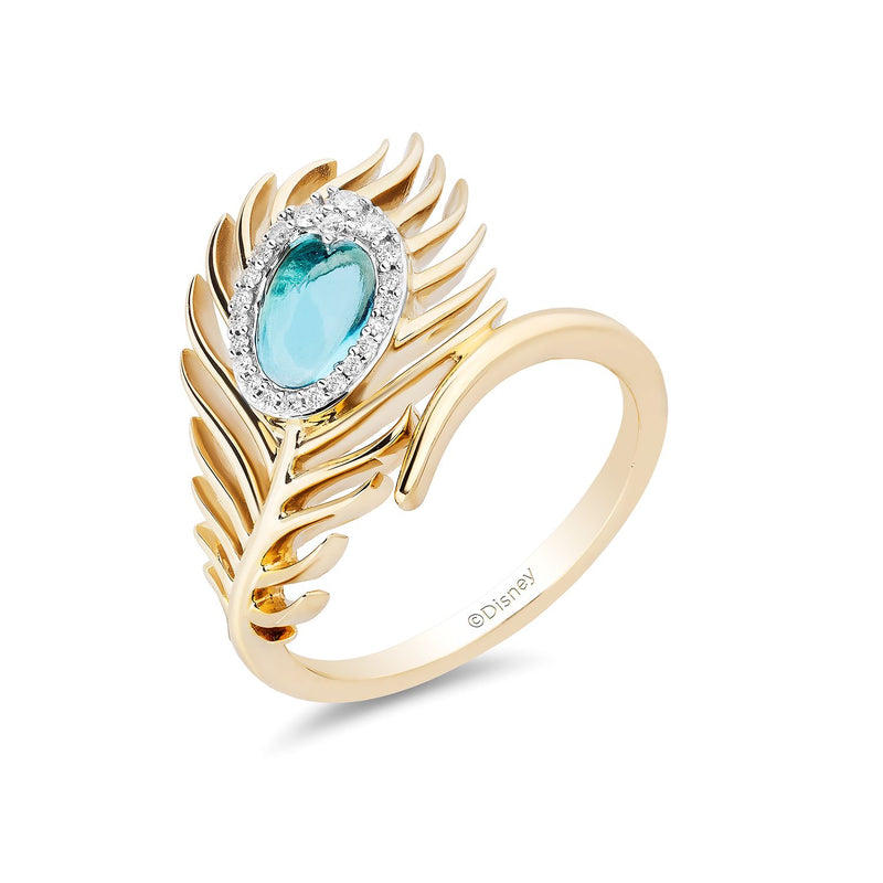 Disney Jasmine Inspired Diamonds and Swiss Blue Topaz Peacock