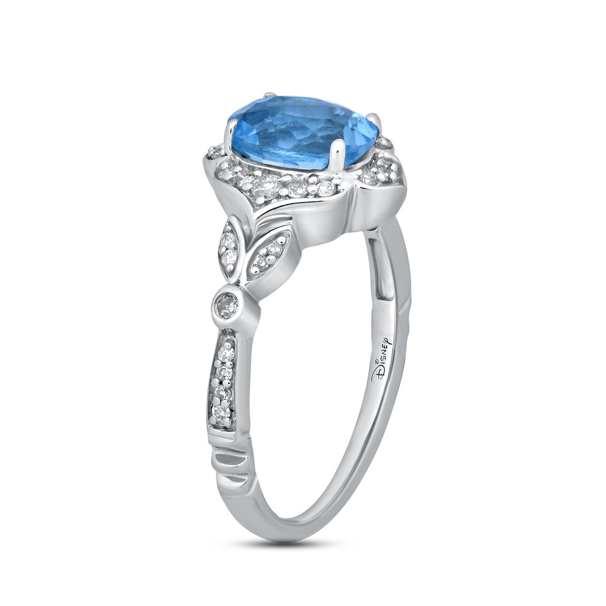 Disney Jasmine Inspired Diamond & Swiss Blue Topaz Star & Moon Ring in Sterling Silver and 10K Yellow Gold 1/6 Cttw | Enchanted Disney Fine Jewelry 7