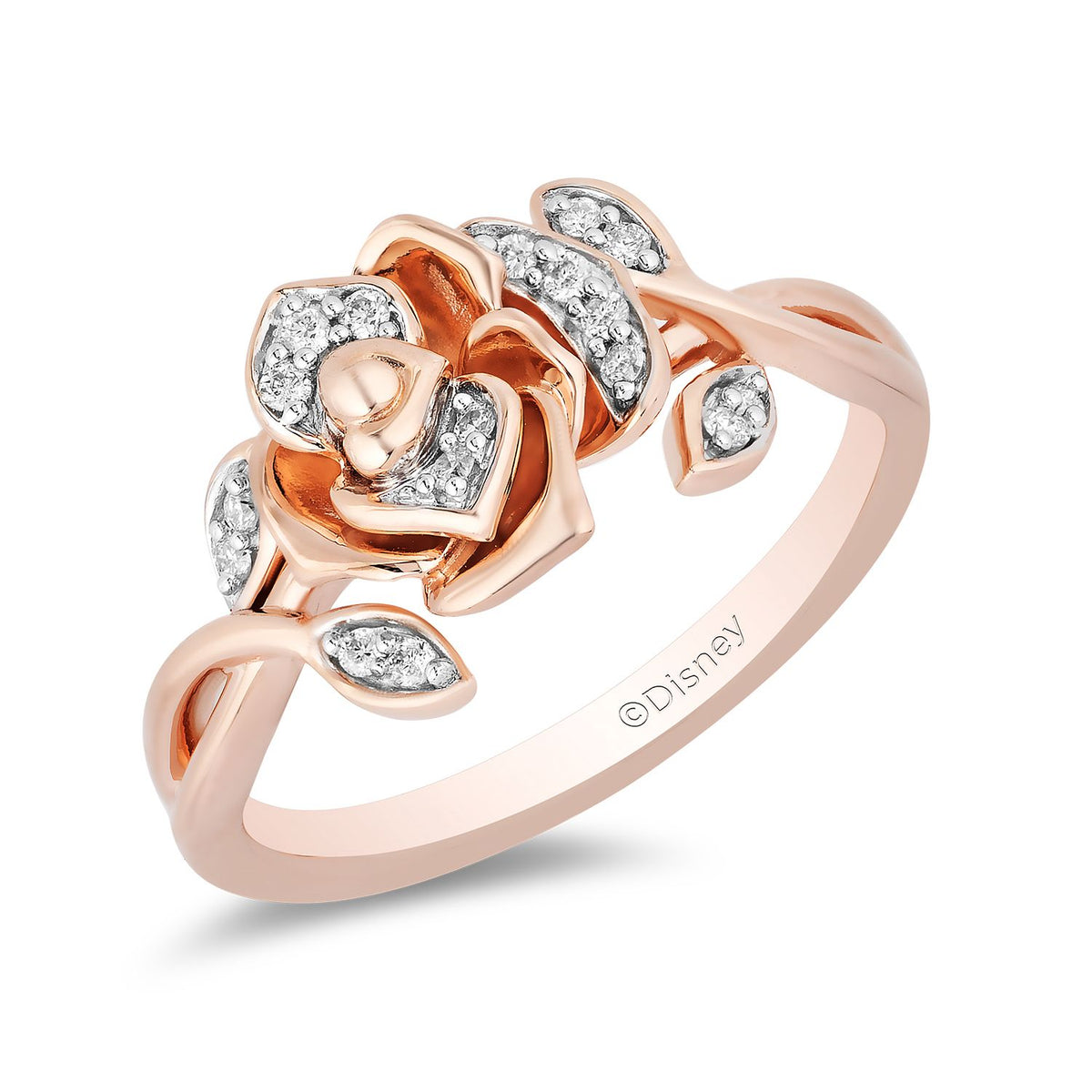 Double Row Ring in Rose Gold with Diamonds