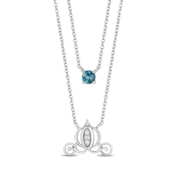 Jewelili Disney Jewels D100 Celebration Cinderella Iconic Coin Necklace in  Sterling Silver with Accent Diamonds and Swiss Blue Topaz