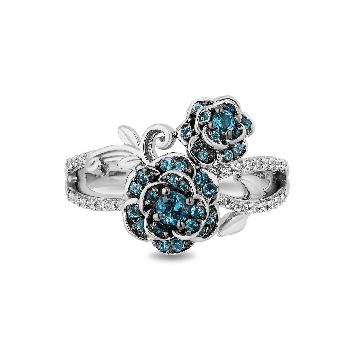 Disney Cinderella 70th Anniversary blue topaz diamond ring in factory sterling silver