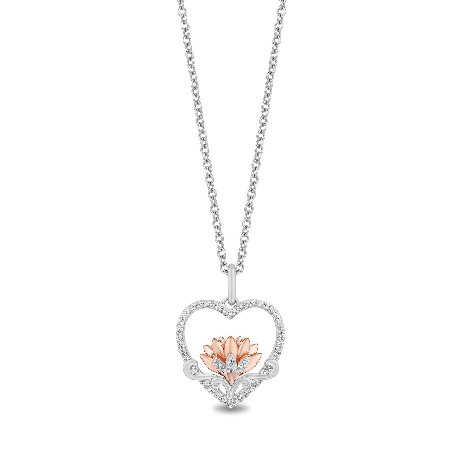 Disney Aurora Inspired Diamond Pendant Necklace Rose Gold Over Sterling Silver 1/5 Cttw | Enchanted Disney Fine Jewelry